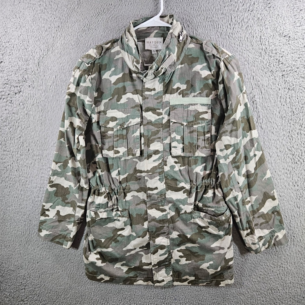 Hayden Los Angeles Womens Camo Utility Jacket Green Small Military Field